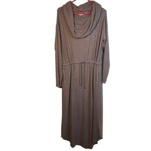 Soft Surroundings Gray Cowl Neck Maxi Dress Womens Medium Drawstring Stretch